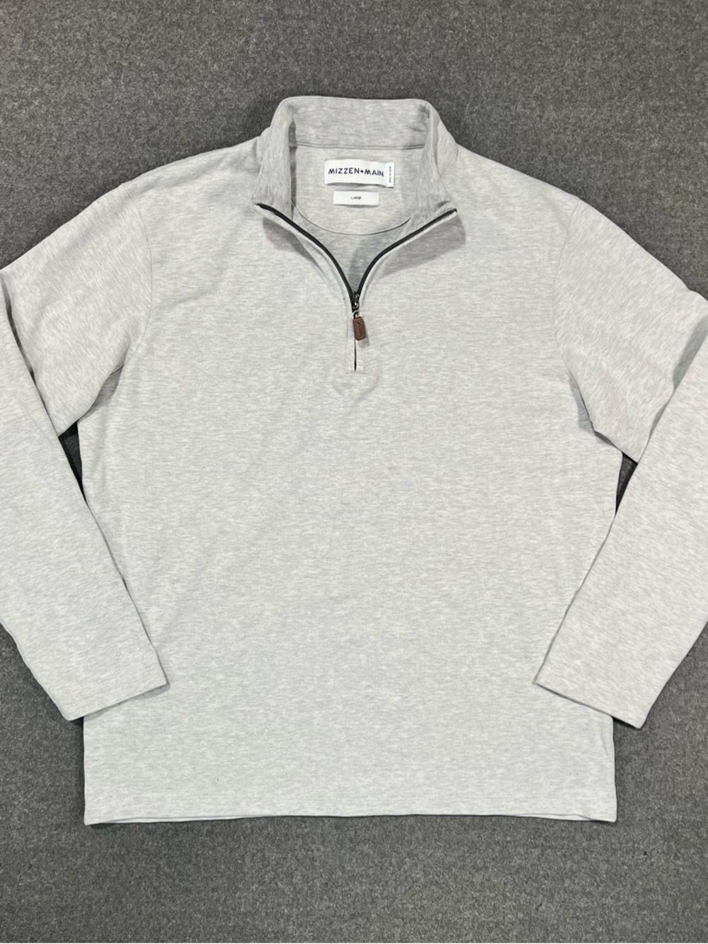 Mizzen + Main Men’s KPI Quarter Zip Pullover Heather Grey Size Large Dad Prep
